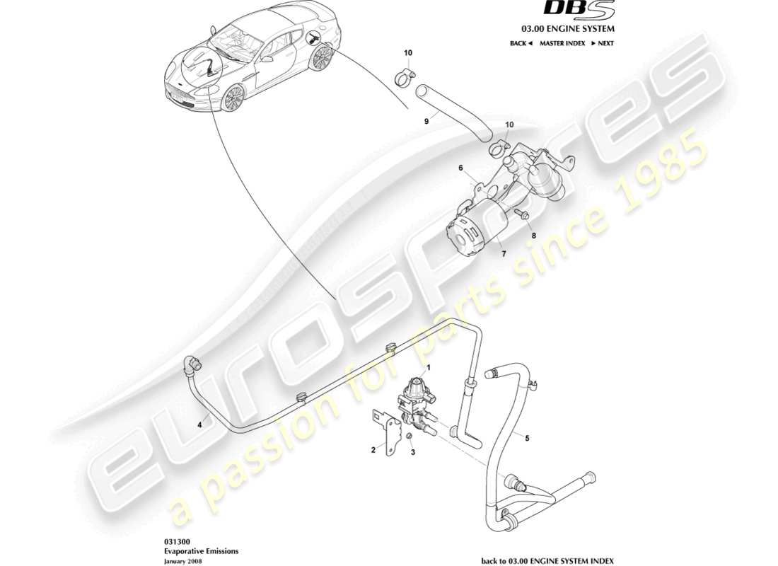 aston martin dbs (2010) evaporative emissions part diagram