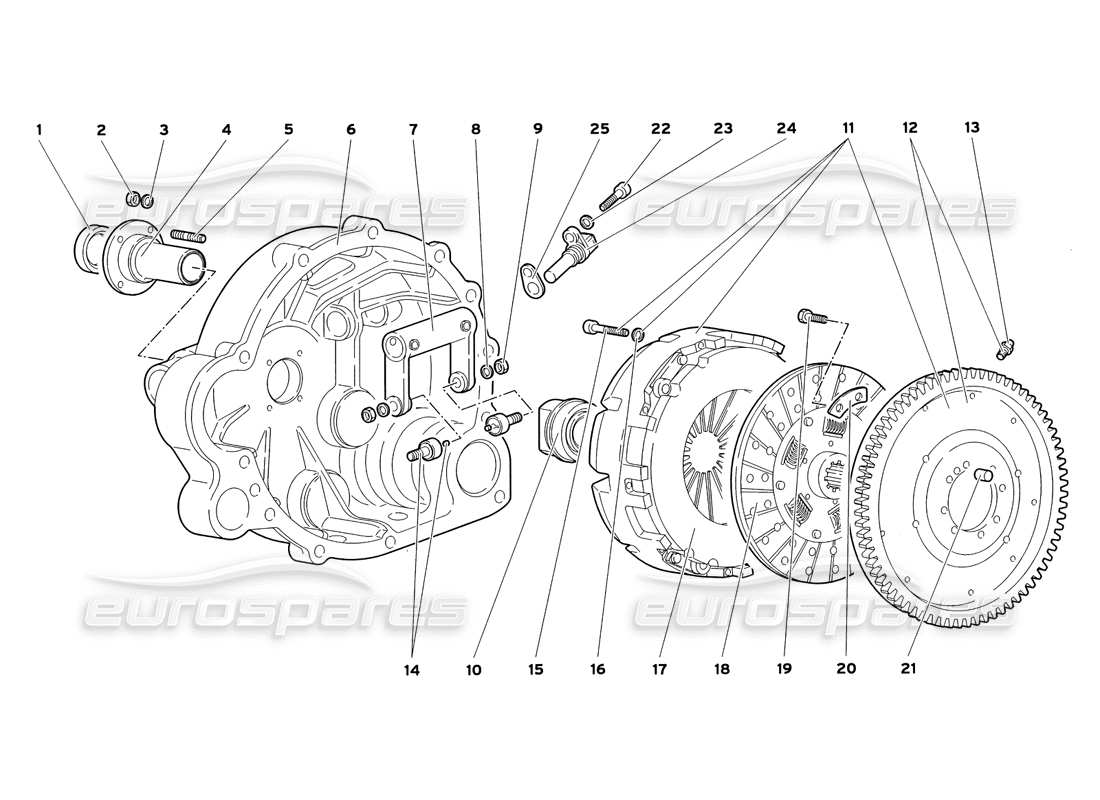 lamborghini diablo sv (1999) clutch parts diagram