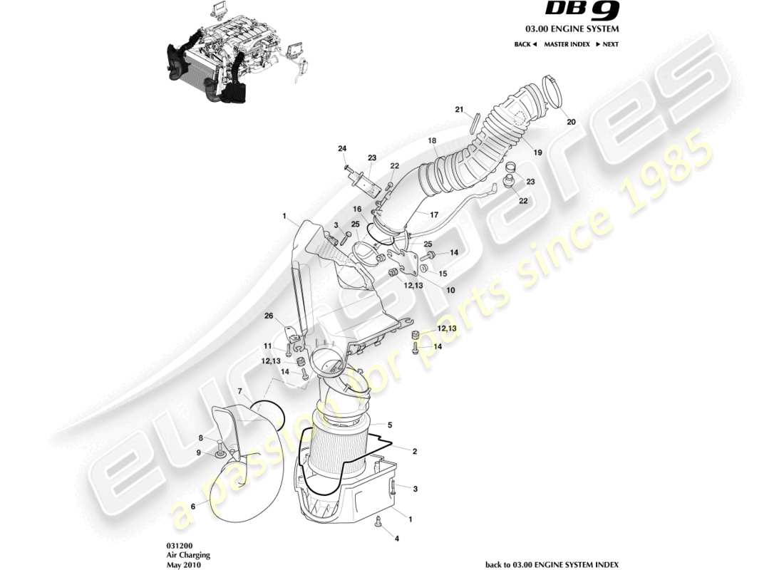 aston martin db9 (2004) air charging part diagram