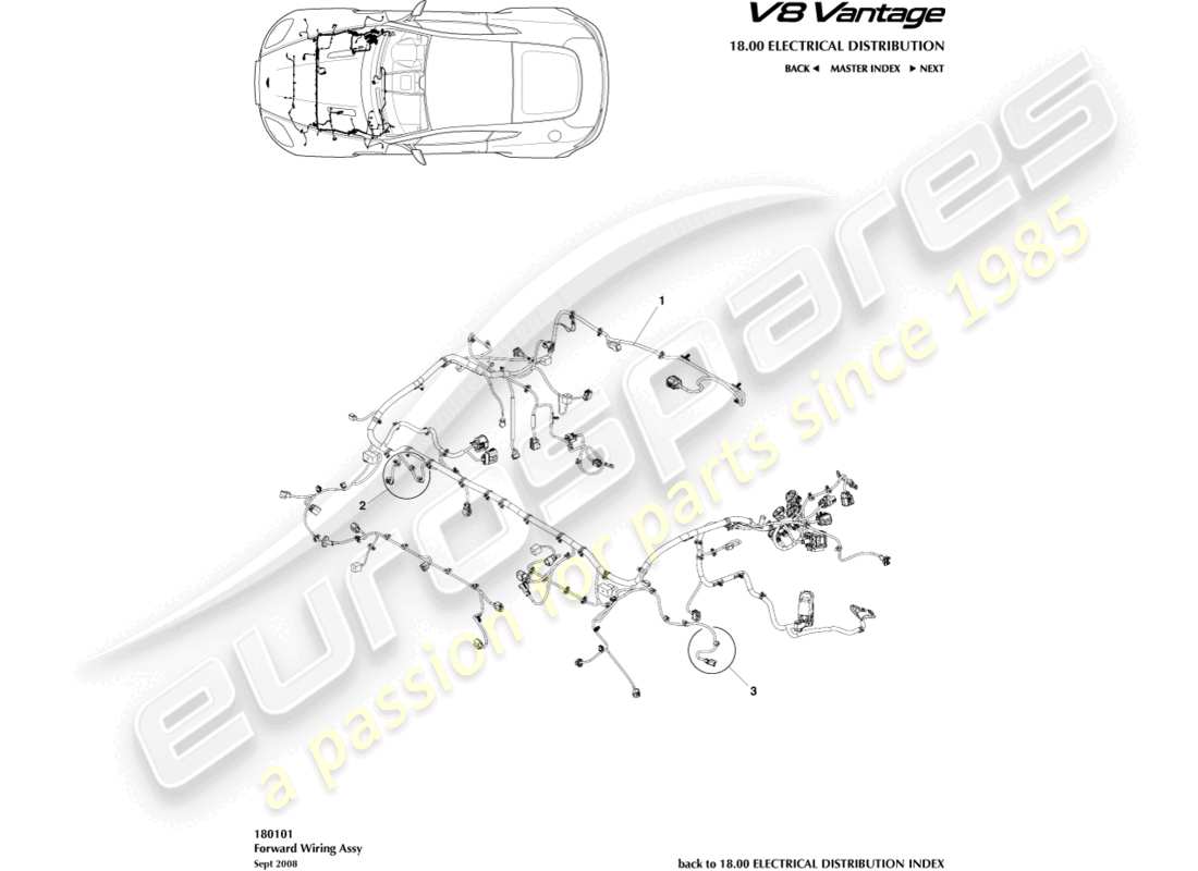 aston martin v8 vantage (2018) engine bay harness part diagram