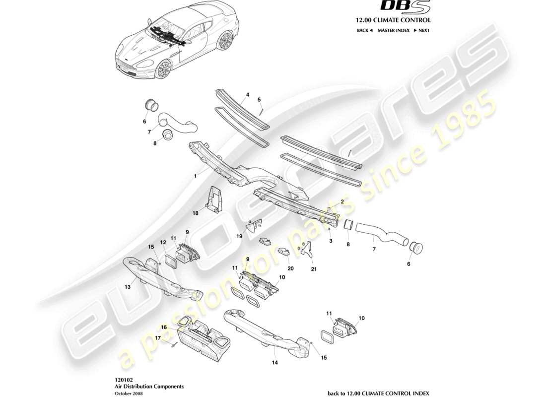 aston martin dbs (2011) air distribution components part diagram