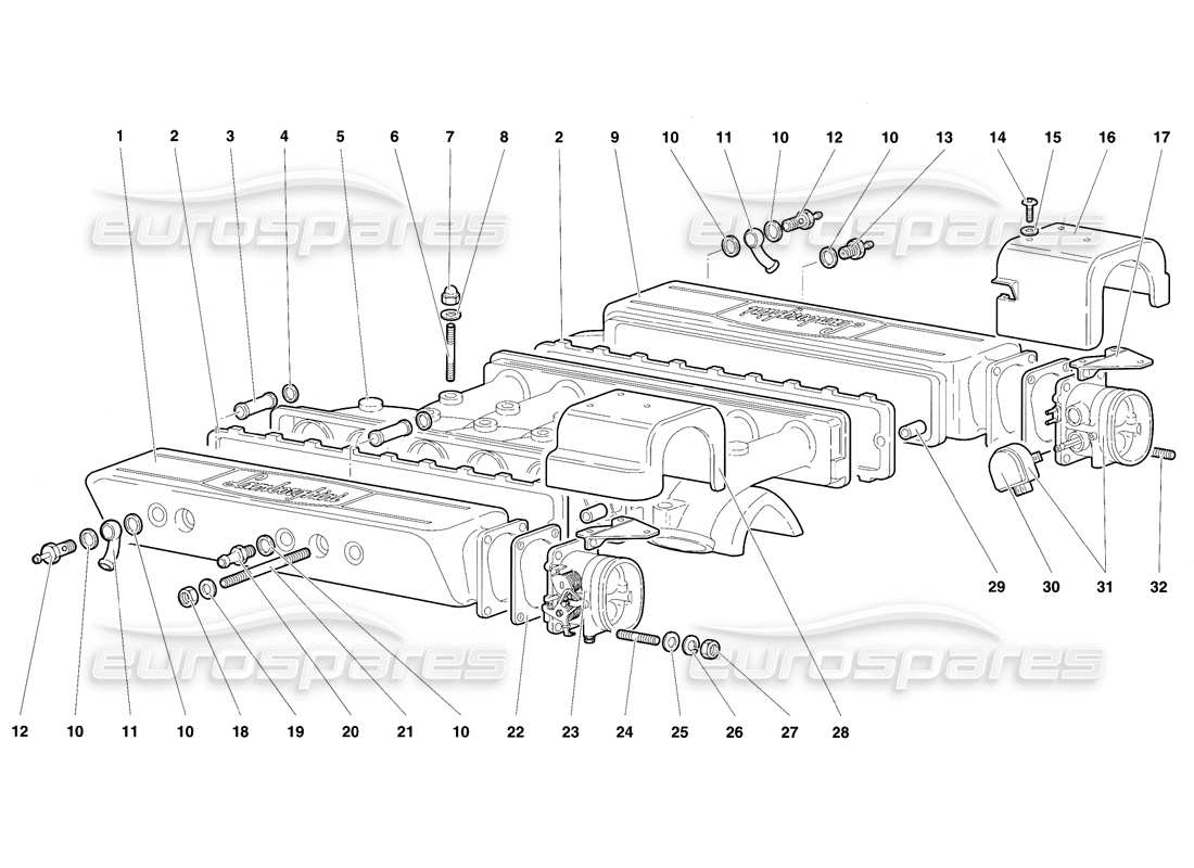 lamborghini diablo se30 (1995) intake manifold parts diagram