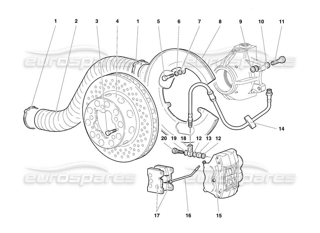 lamborghini diablo se30 (1995) front brakes parts diagram