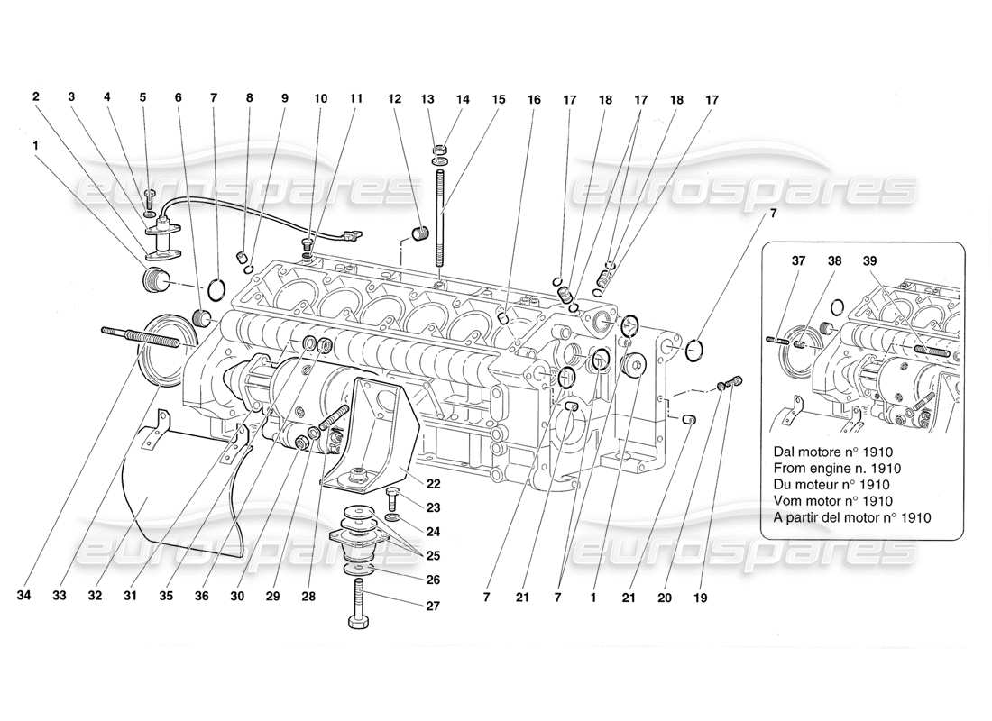 lamborghini diablo roadster (1998) crankcase parts diagram