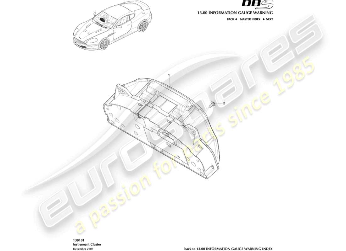 aston martin dbs (2014) instrument cluster part diagram