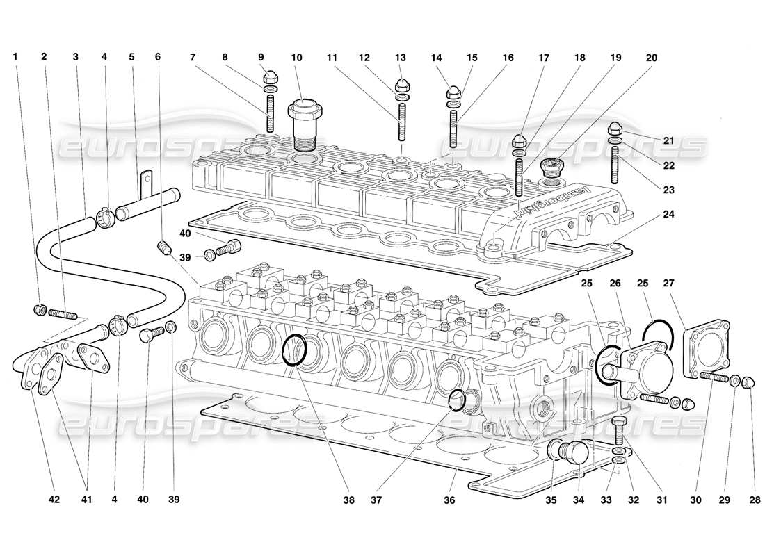 lamborghini diablo sv (1997) accessories for left cylinder head part diagram
