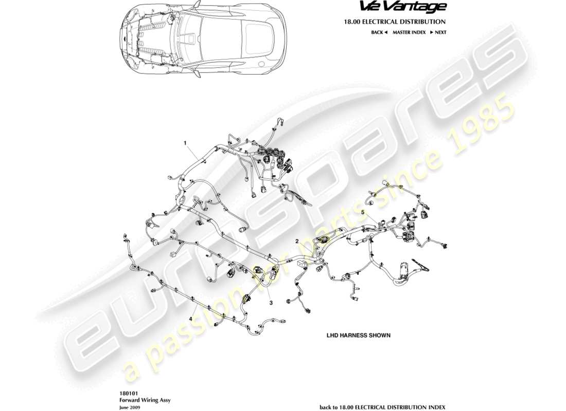 aston martin v12 vantage (2012) engine bay harness part diagram