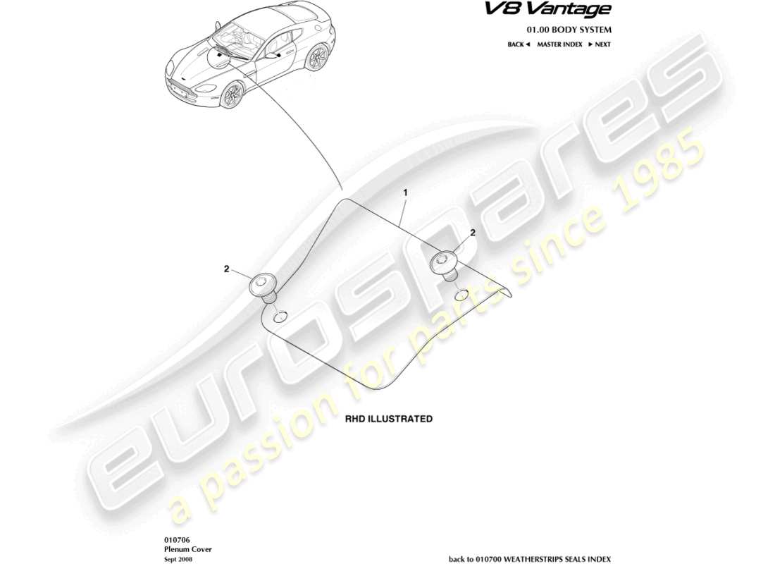 aston martin v8 vantage (2011) plenum cover part diagram