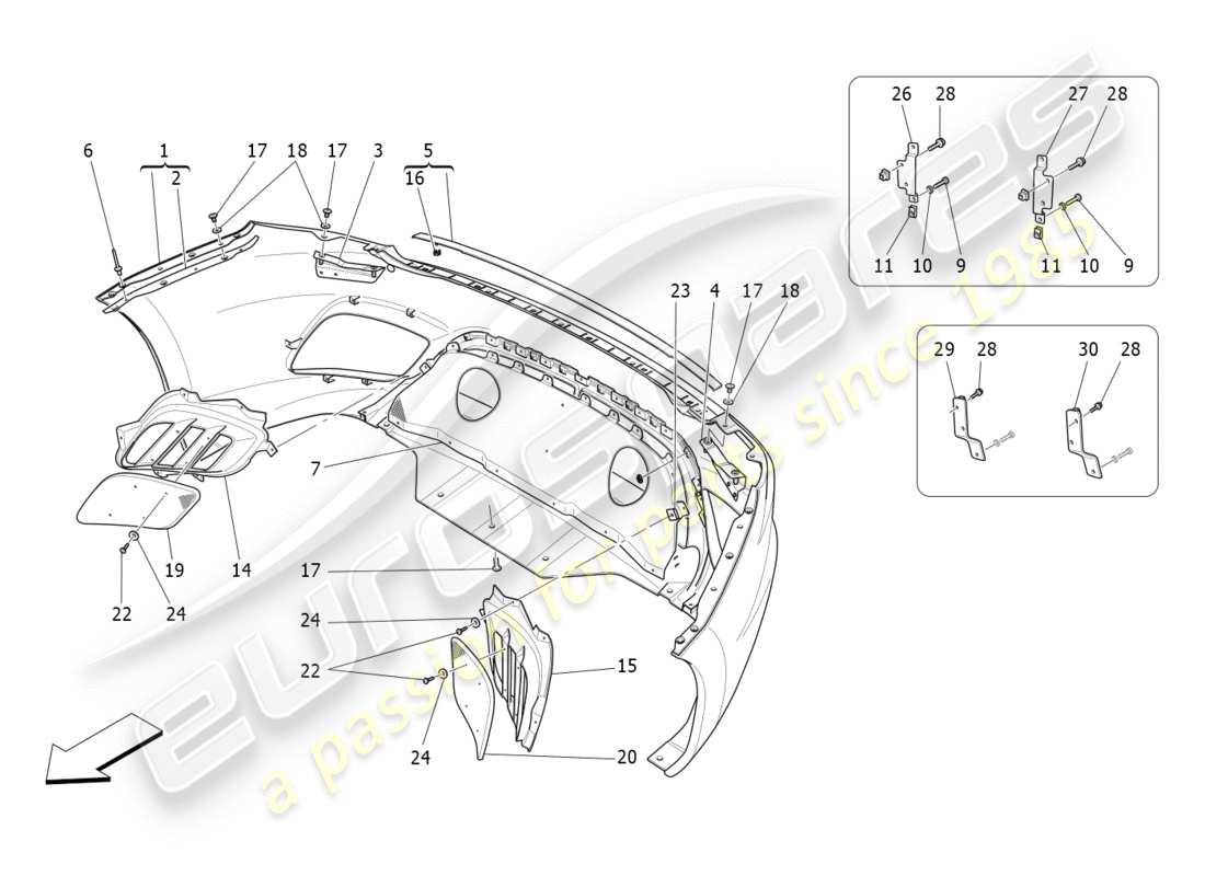 maserati granturismo s (2020) rear bumper parts diagram