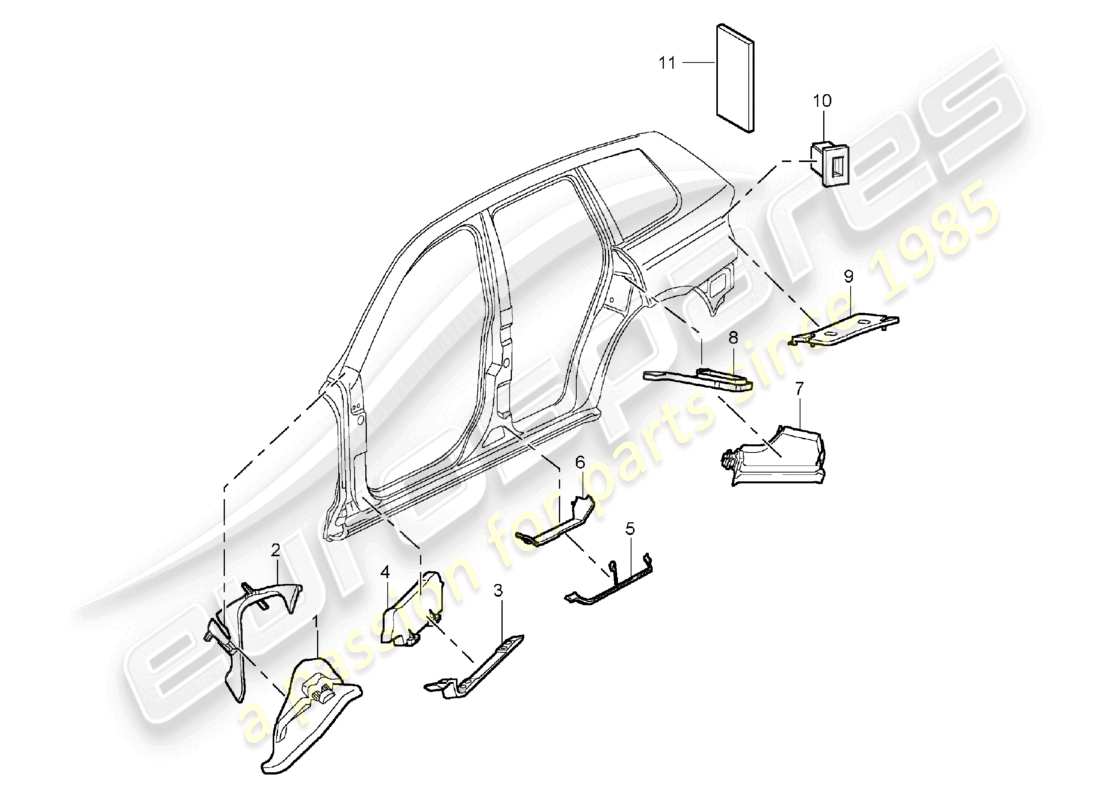 a part diagram from the porsche 2006 (cayenne e1 9pa) parts catalogue