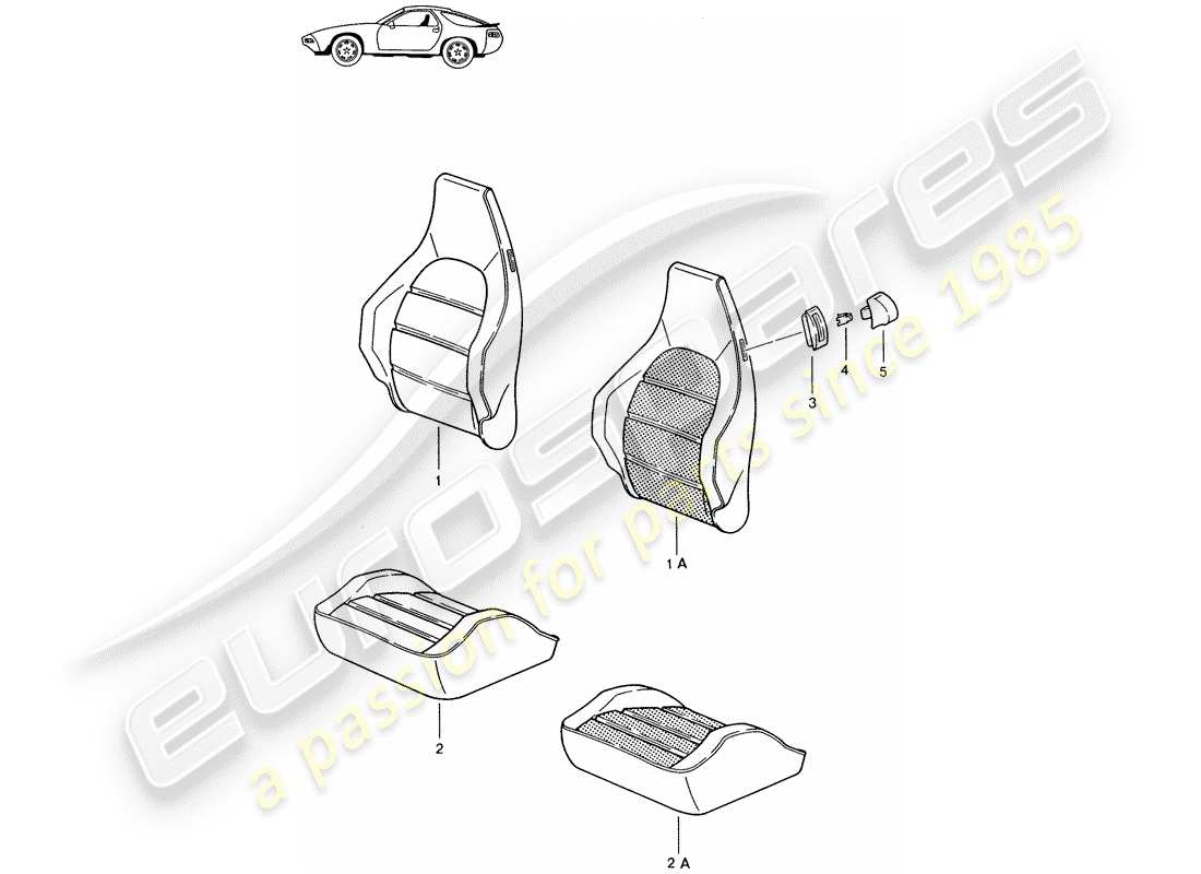 a part diagram from the porsche 1985 (seats for 944/968/911/928) parts catalogue