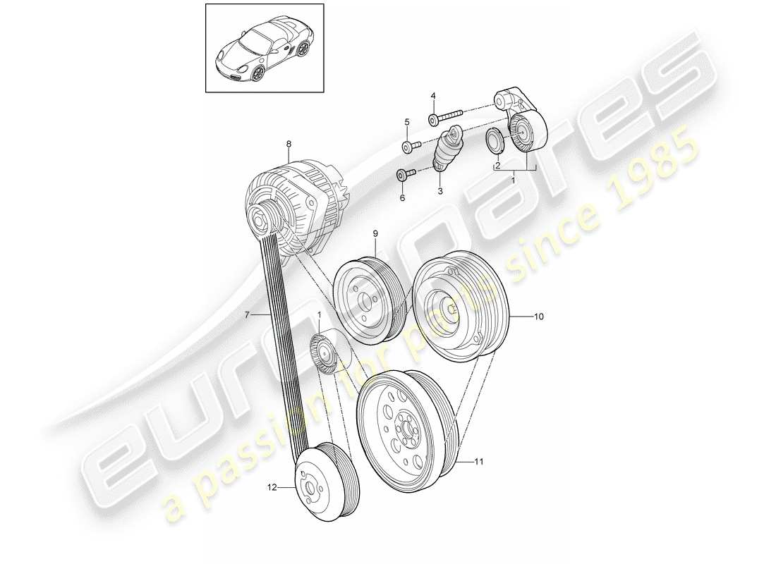 a part diagram from the porsche 2011 (987 boxster) parts catalogue