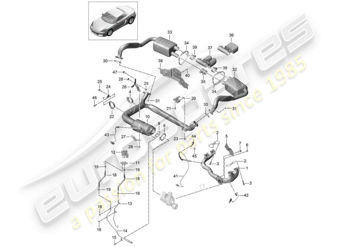 a part diagram from the porsche boxster parts catalogue