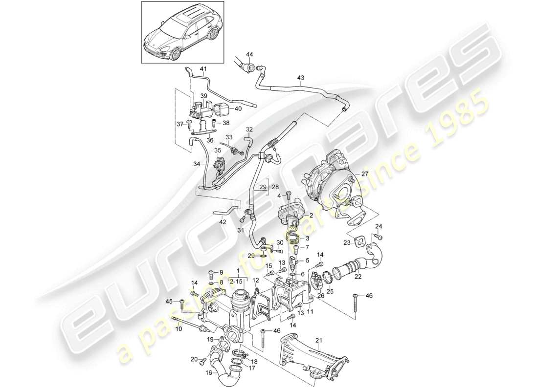 a part diagram from the porsche cayenne parts catalogue