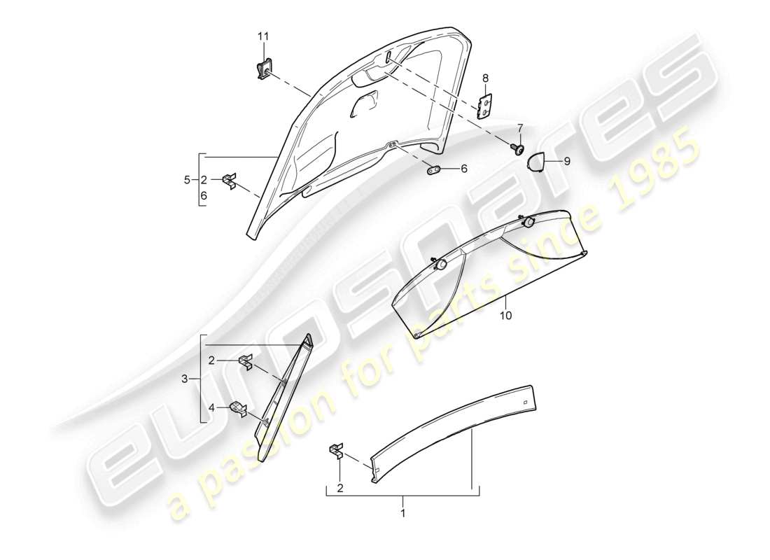 a part diagram from the porsche 2010 (987 cayman) parts catalogue