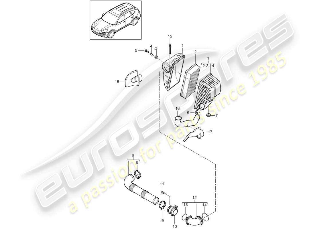 a part diagram from the porsche 2017 (cayenne e2 92a) parts catalogue