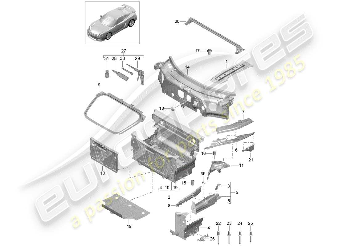 a part diagram from the porsche cayman parts catalogue
