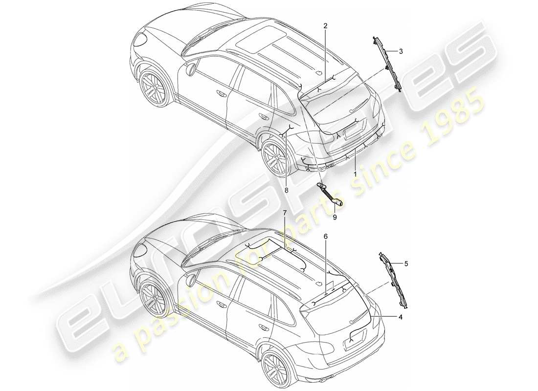 VIEW PARTS DIAGRAMS FROM THE PORSCHE CAYENNE PARTS CATALOGUE a part diagram from the porsche cayenne parts catalogue