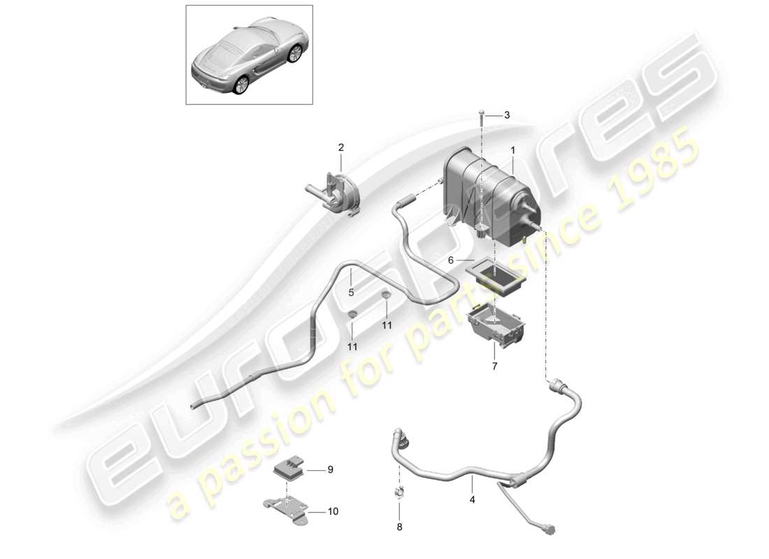 a part diagram from the porsche cayman parts catalogue