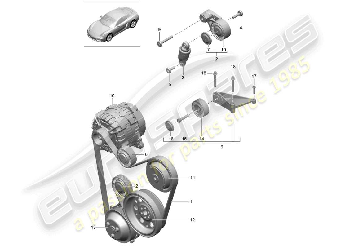 a part diagram from the porsche 2015 (981 cayman) parts catalogue