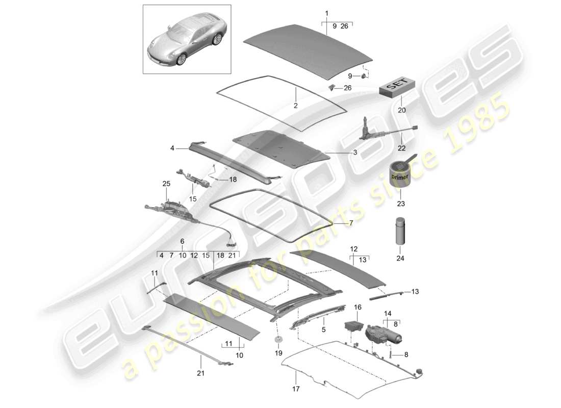 a part diagram from the porsche 991 parts catalogue