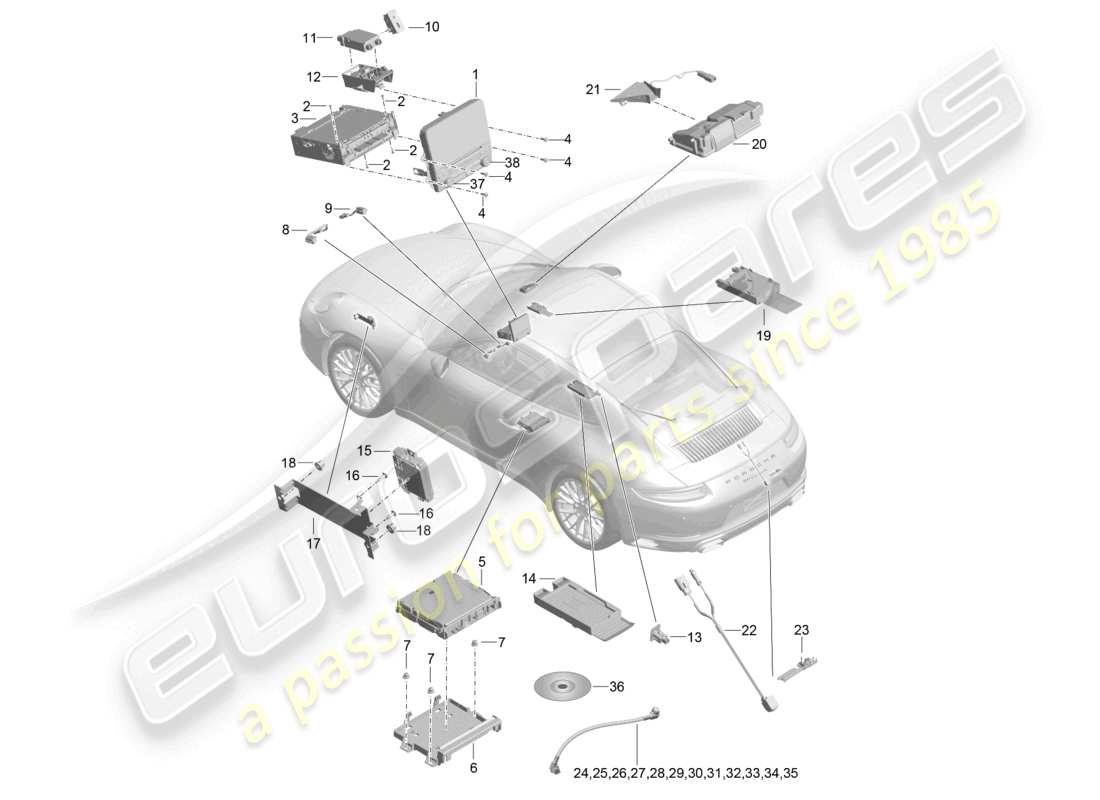 a part diagram from the porsche 991 parts catalogue