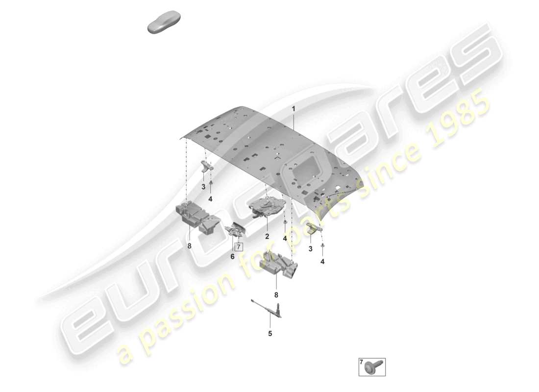 porsche 2019 (992-1) top frame front roof frame roof cover part diagram