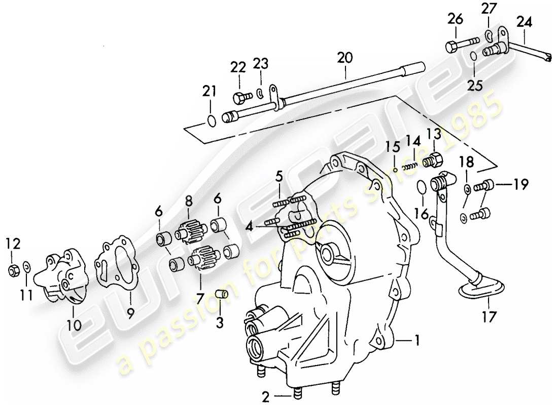 porsche 1970 (911) transmission - oil pump - g >> 783 0870 - d - mj 1972>> part diagram