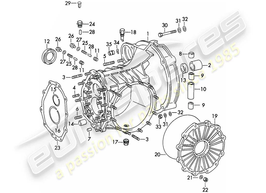 porsche 1970 (911) transmission case - typ 915 - d - mj 1972>> part diagram