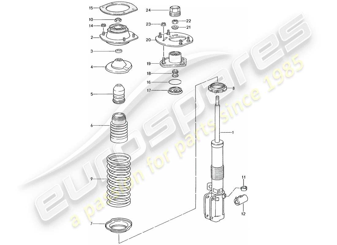 porsche 993 (1997) suspension - shock absorber strut part diagram