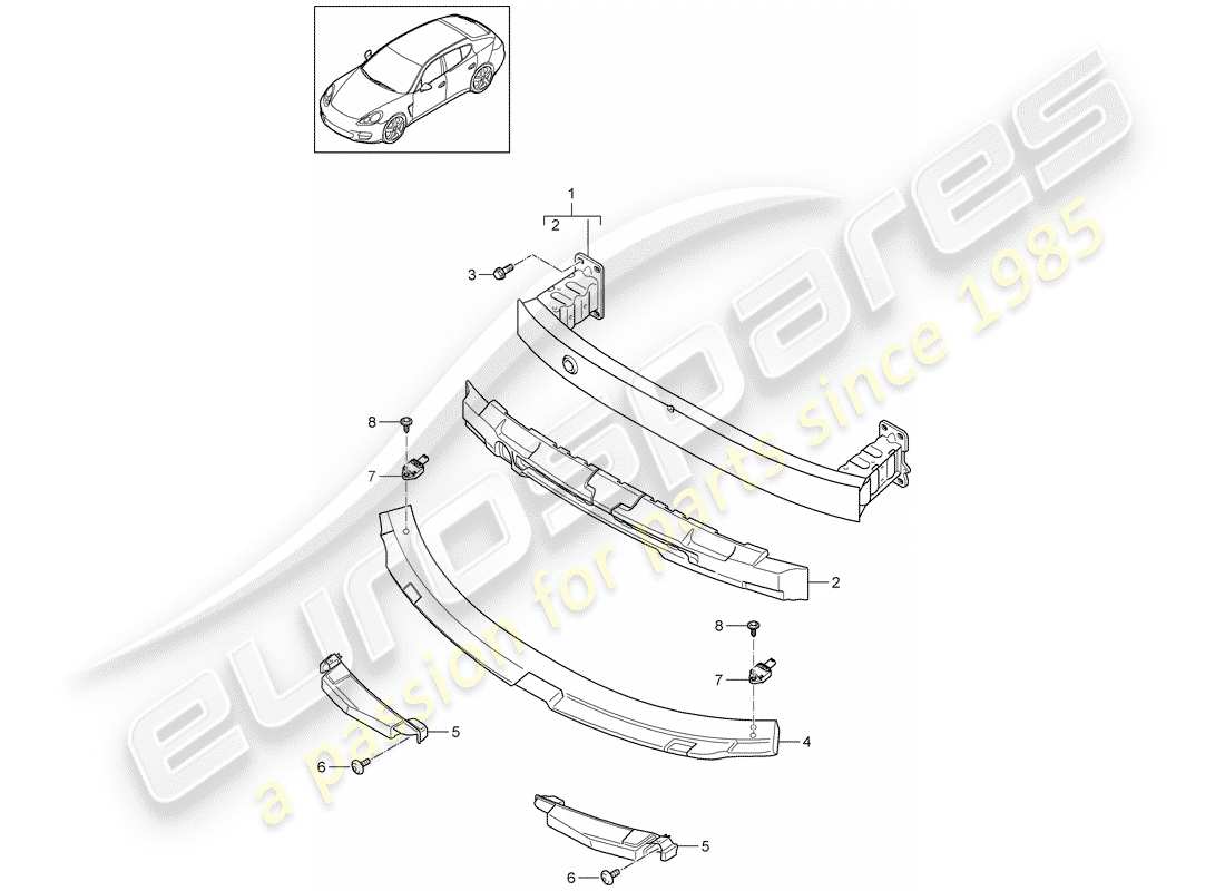 porsche panamera 970 (2014) bumper bracket parts diagram