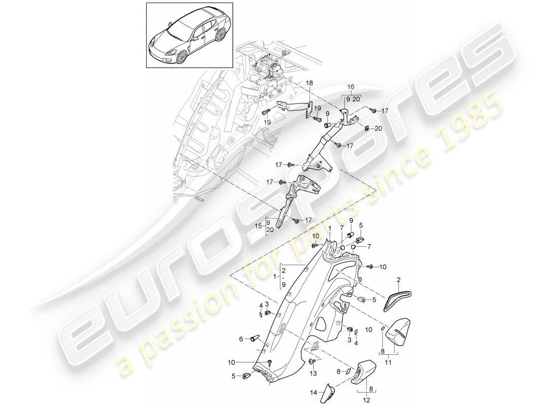 porsche 2013 (panamera 970) lining part diagram