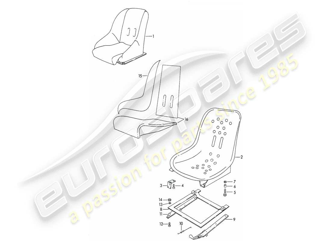 porsche 1964 (356b/356c) seat part diagram
