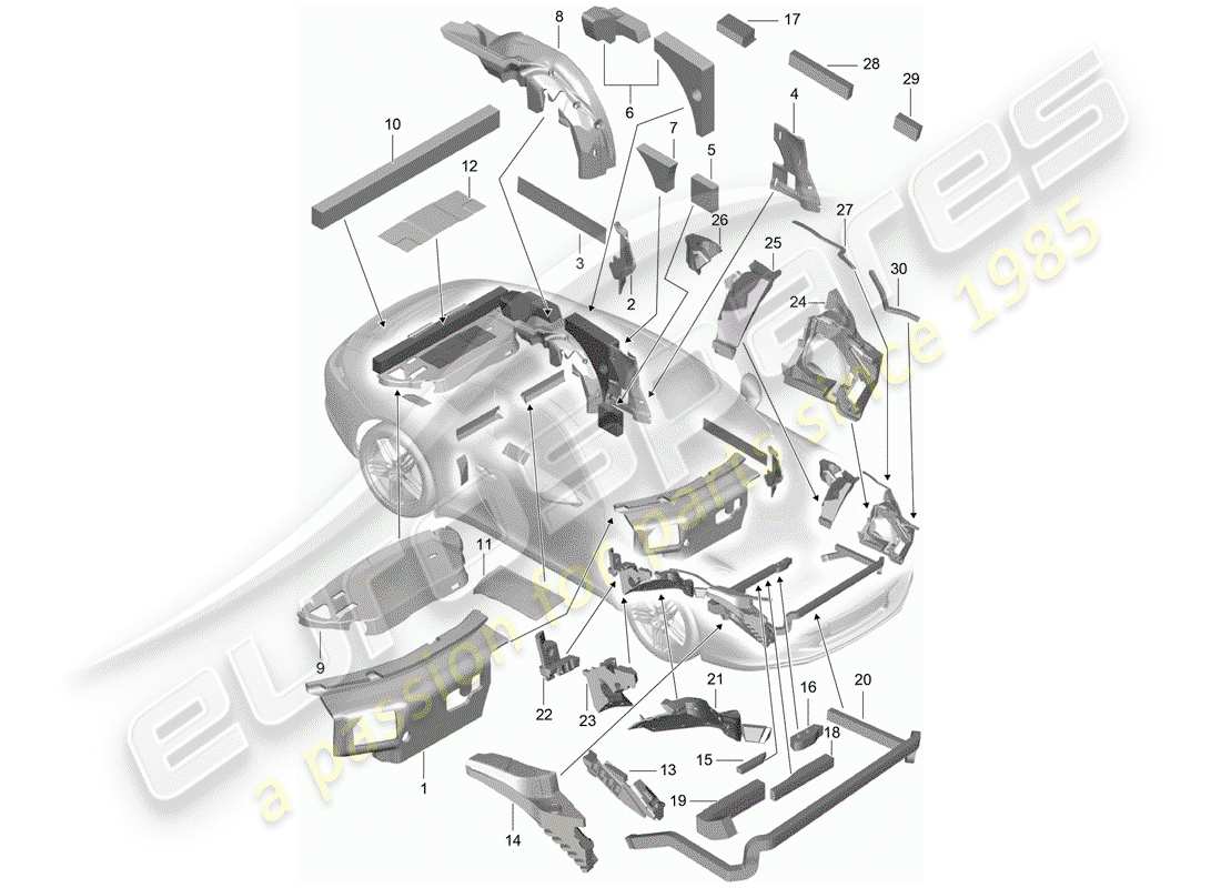 porsche 991 (2013) body shell part diagram