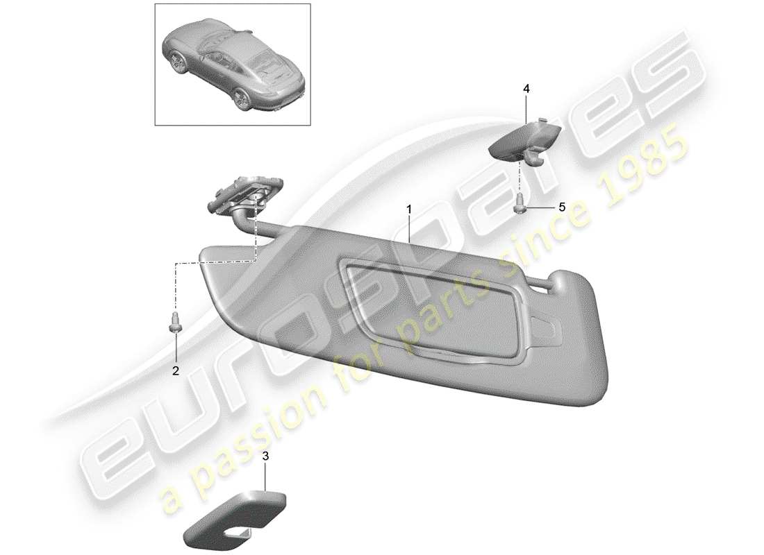 porsche 2013 (991-1) sun vizors part diagram