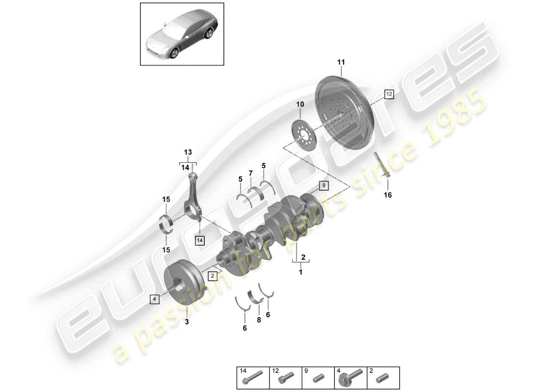 porsche 2018 (panamera 971-1) crankshaft part diagram