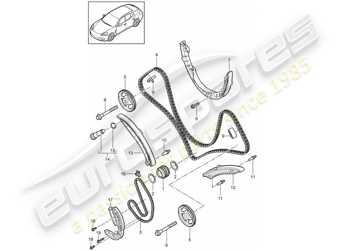 porsche 2013 (panamera 970) timing chain part diagram