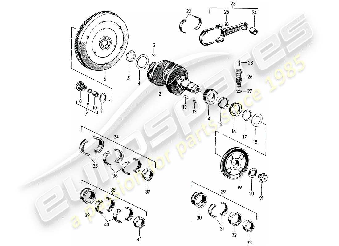 porsche 1962 (356b/356c) crankshaft part diagram