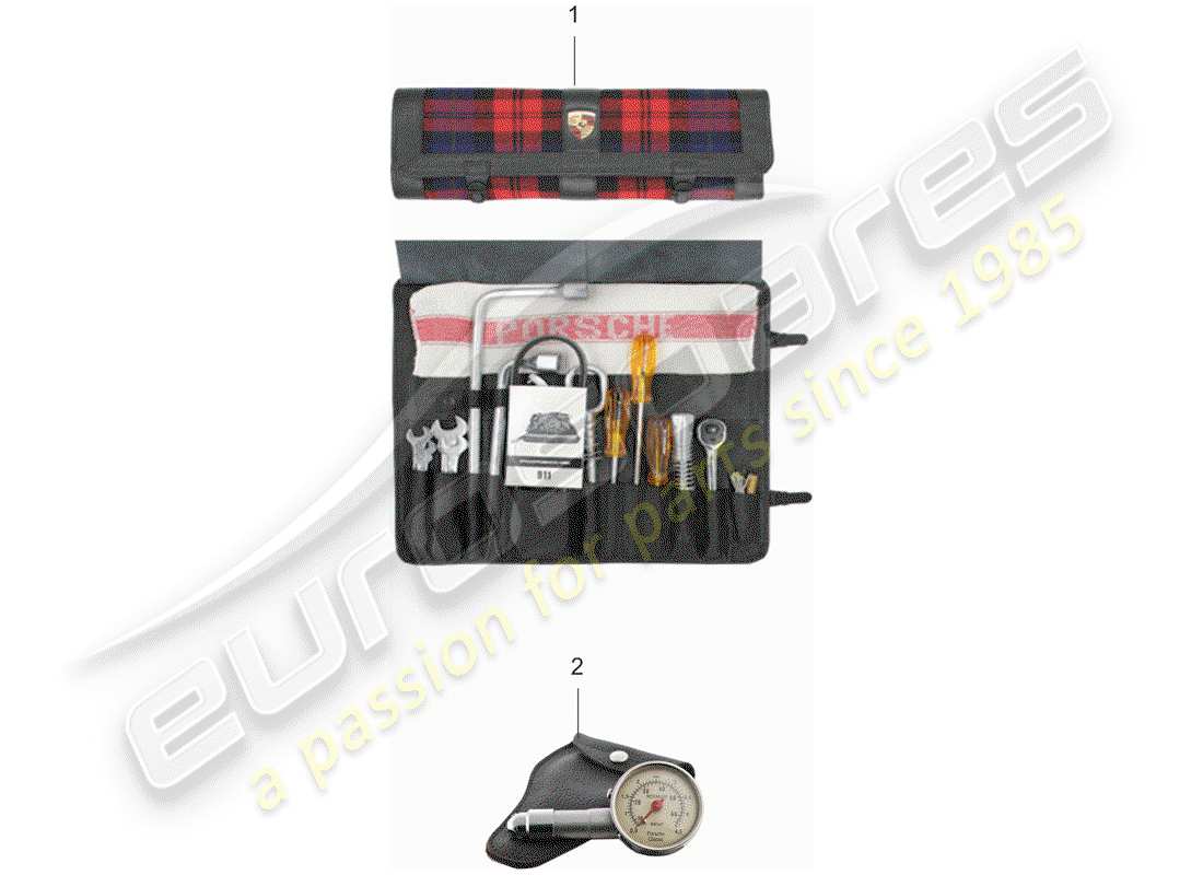 porsche 1977 (911) tool kit bag part diagram