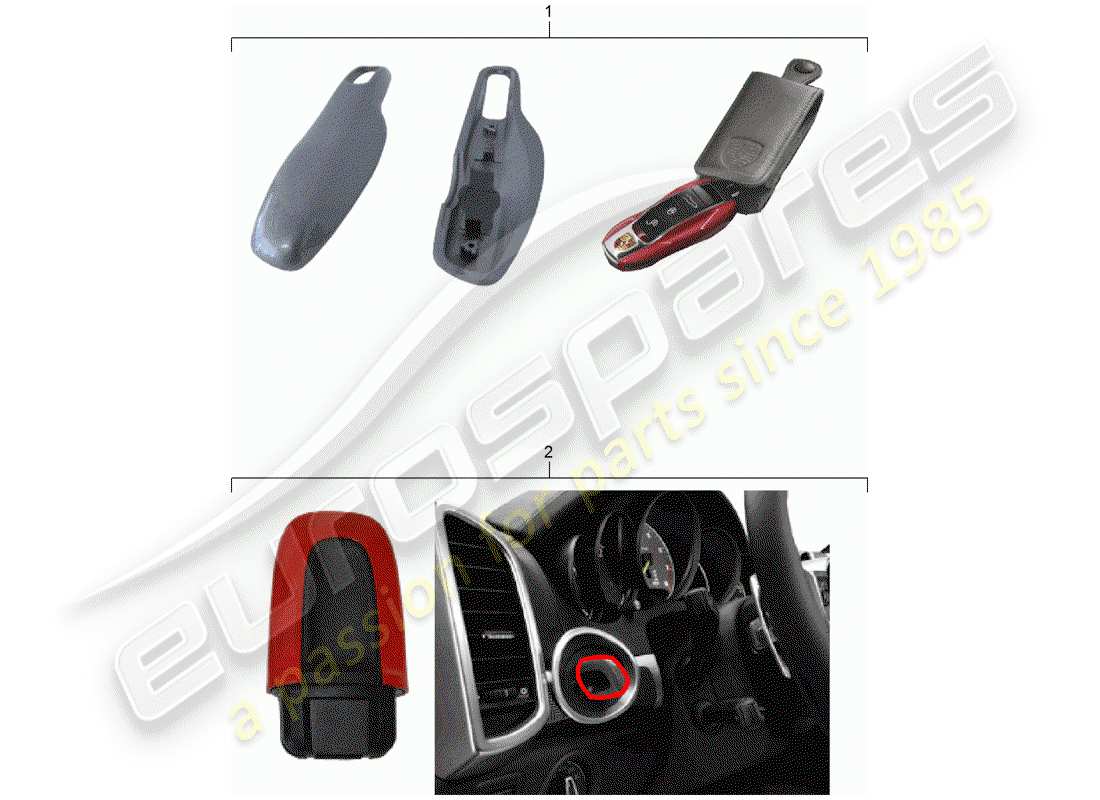 porsche 2017 (tequipment macan) key cover part diagram