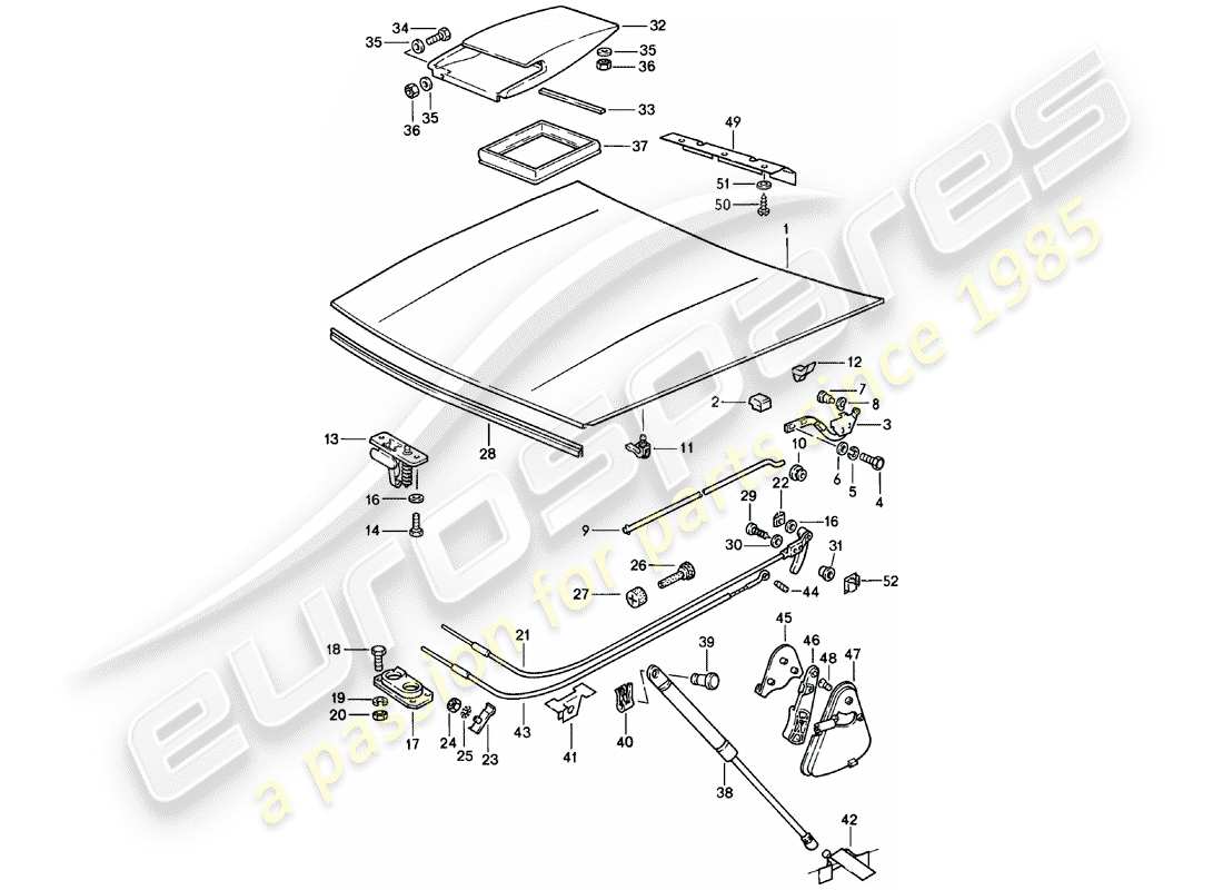 porsche 924 (1983) cover part diagram