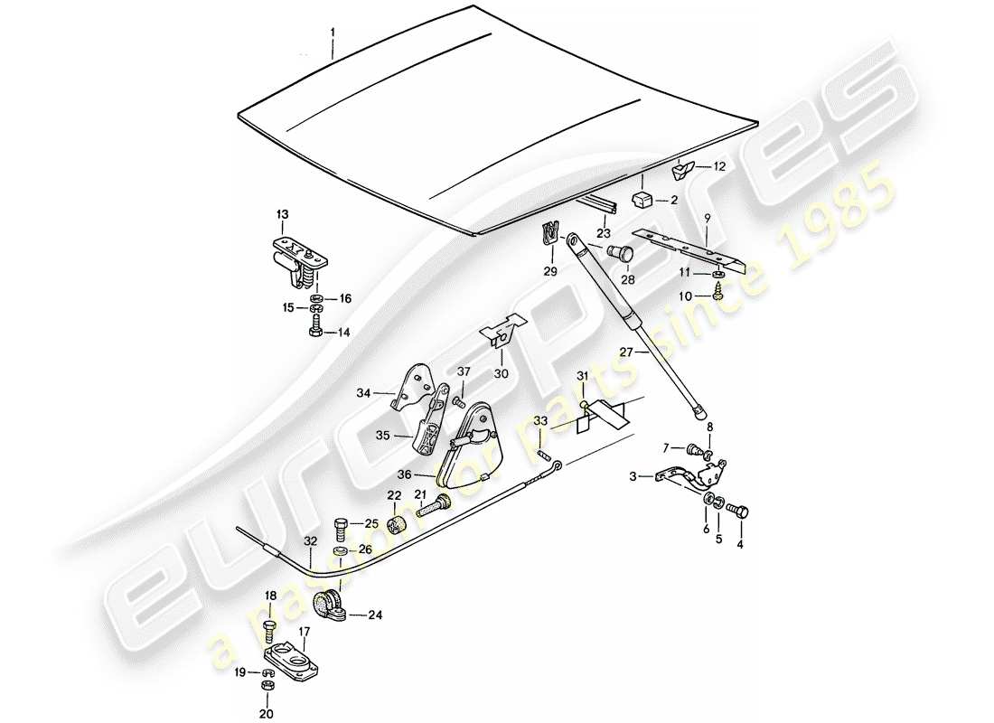 porsche 1988 (924s) cover - actuator part diagram