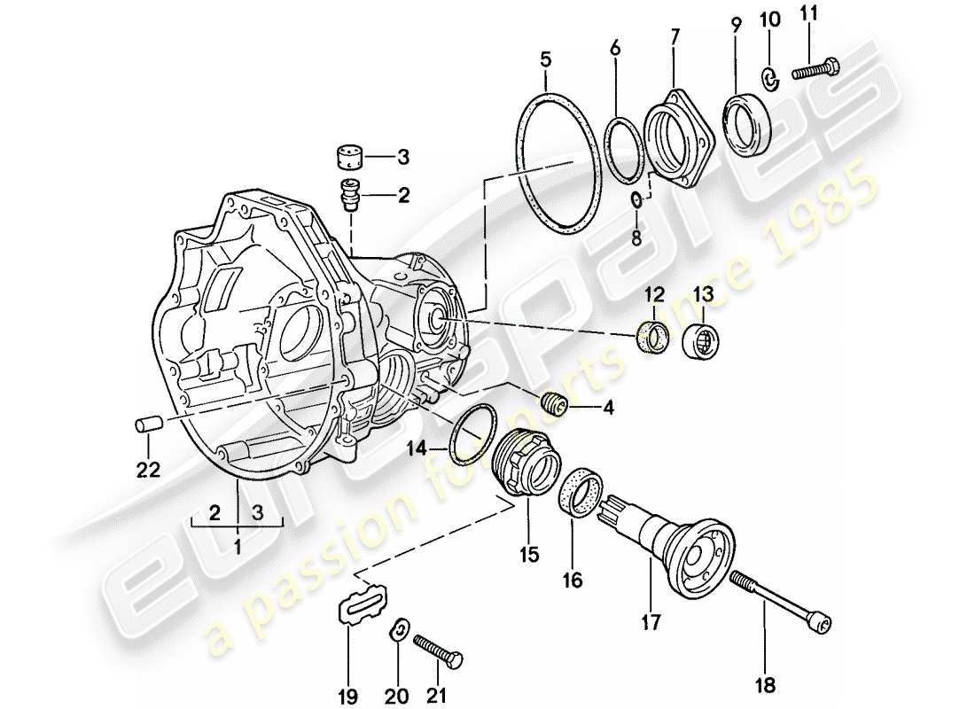 porsche 1988 (924s) replacement transmission - final drive housing - automatic transmission part diagram