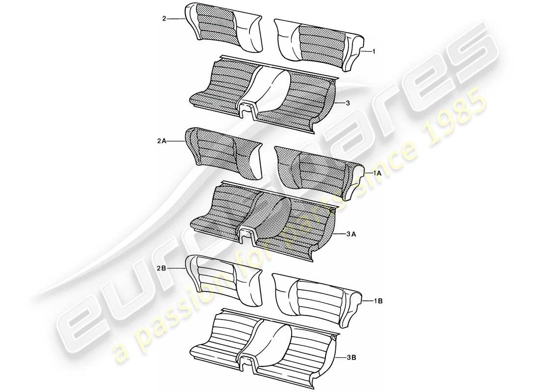 porsche 1987 (924s) emergency seat - divided part diagram