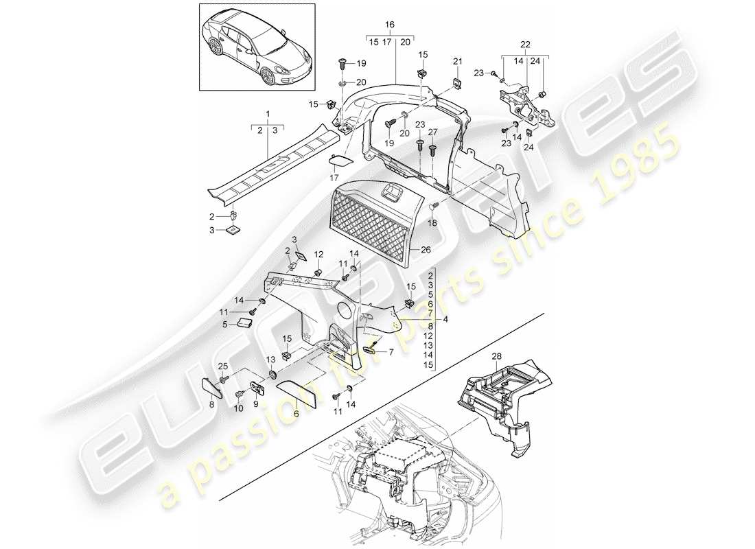 porsche 2014 (panamera 970) trims part diagram