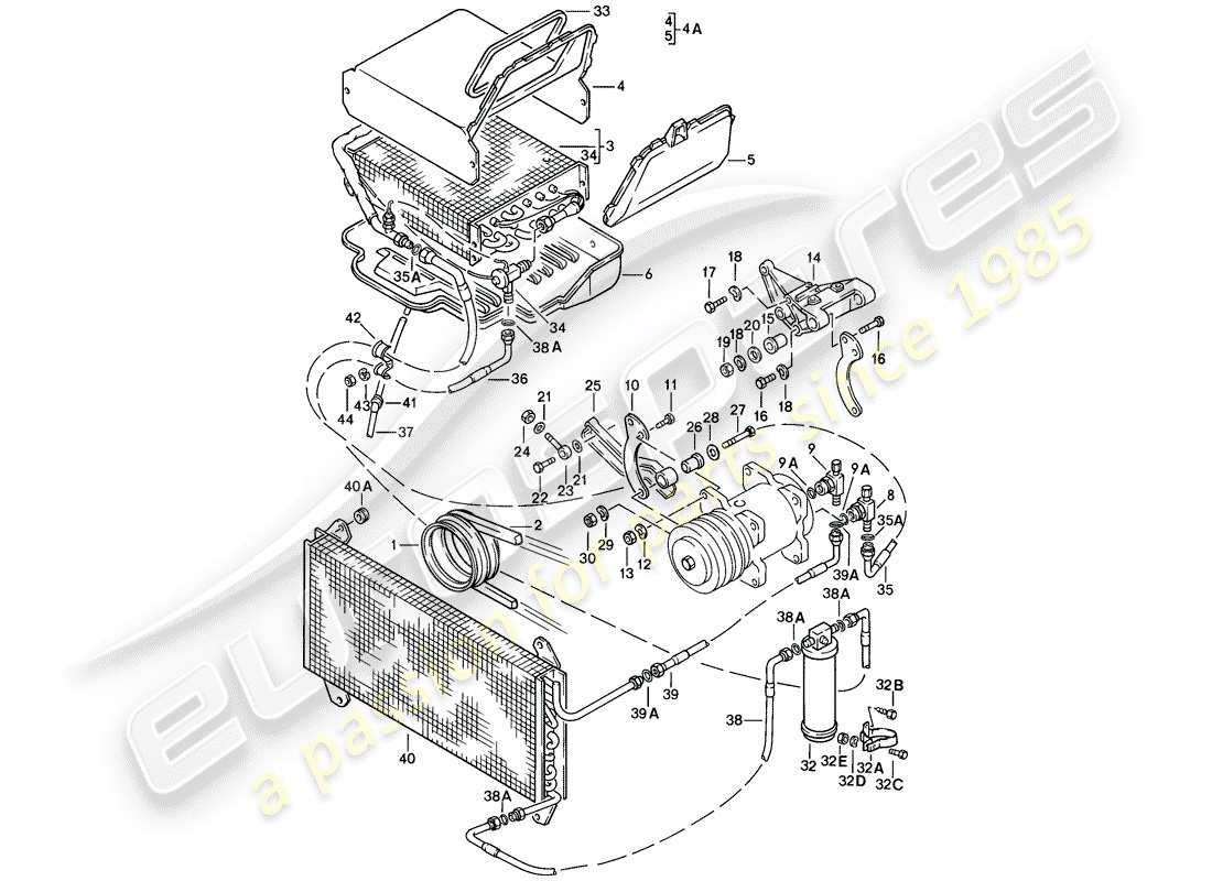 porsche 1979 (924) air conditioner part diagram