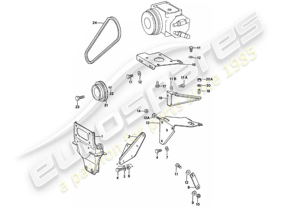 porsche 1981 (911) supplier - york - compressor - mounting - and - driving mechanism part diagram