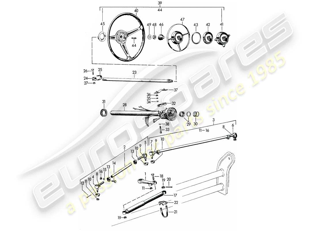 porsche 356b/356c (1965) steering parts part diagram
