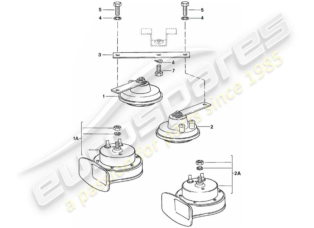 porsche 1982 (924) horn part diagram