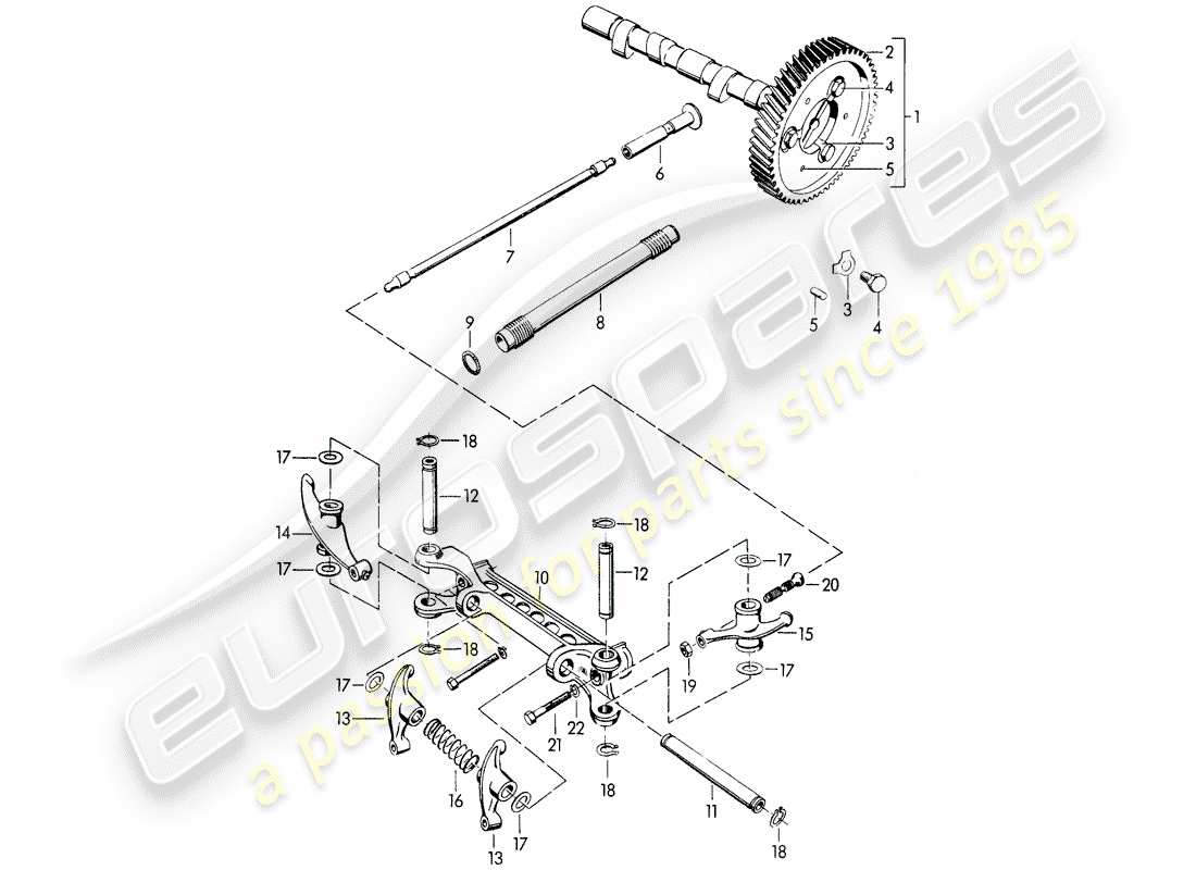 porsche 1964 (356b/356c) camshaft part diagram